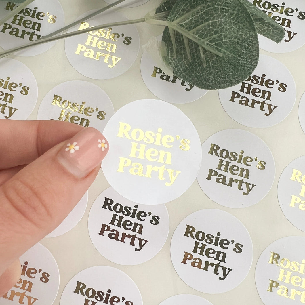 Name Hen Party Stickers