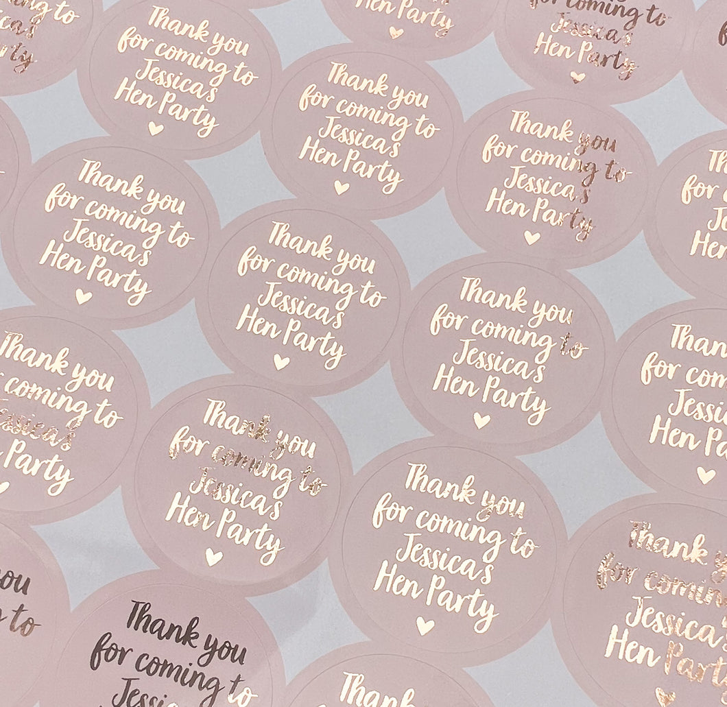 Thank You Hen Party Stickers