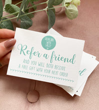 Load image into Gallery viewer, Green Refer a Friend A7 Linen Cards