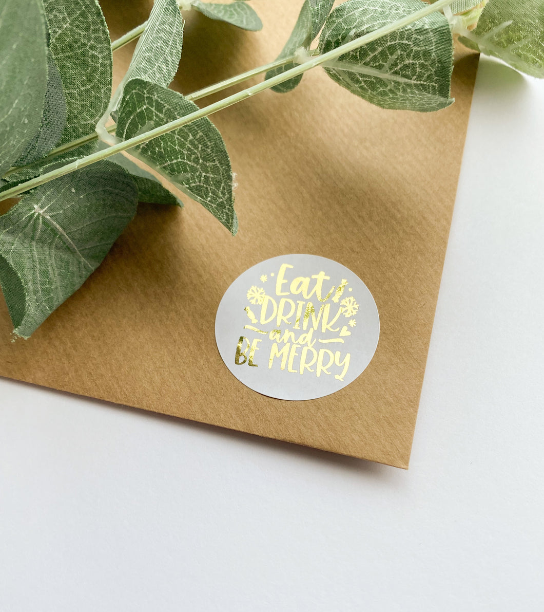 Eat Drink & Be Merry Foiled Stickers