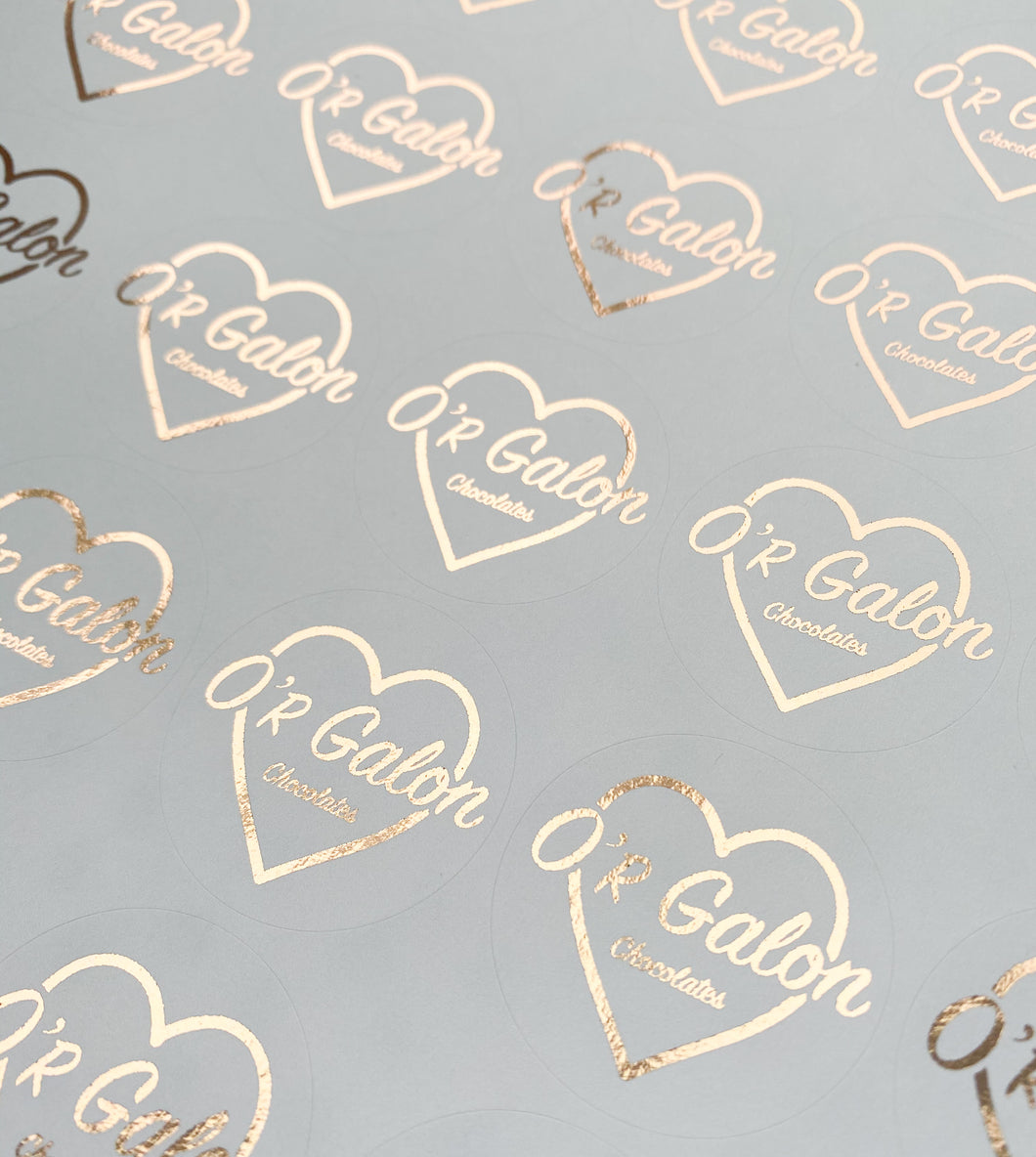 Foiled name logo circle stickers