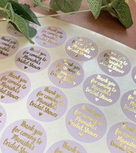 Thank You Bridal Shower Stickers