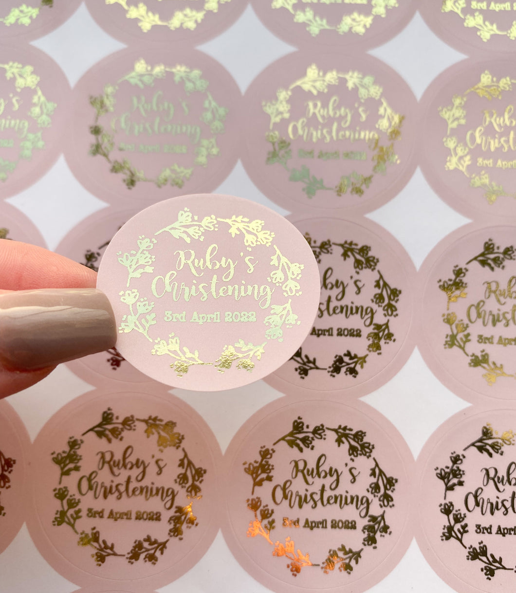 Christening Wreath Party Stickers