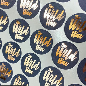 Foiled name logo circle stickers