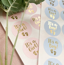 Load image into Gallery viewer, It’s a boy / it’s a girl baby shower stickers