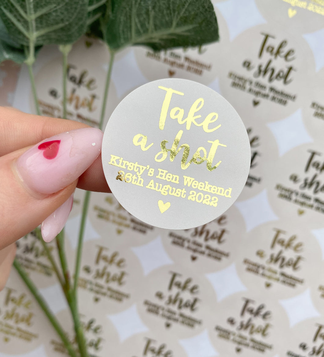 Take a Shot Hen Party Stickers